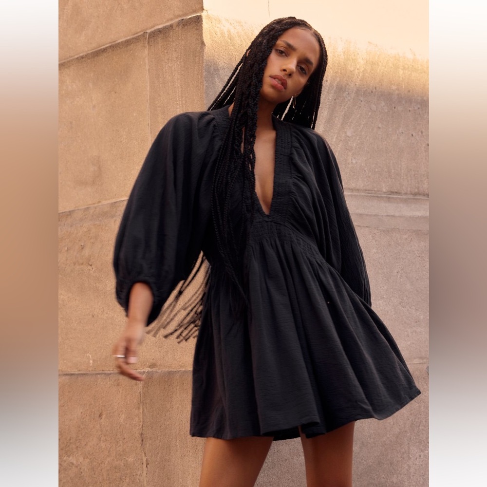 free people for the moment black mini dress size small